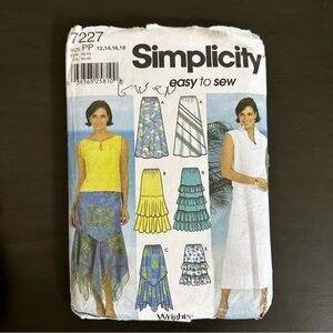 Vintage Sewing Pattern Simplicity Skirt Size PP 12 14 16 18 Easy To Sew 1990s